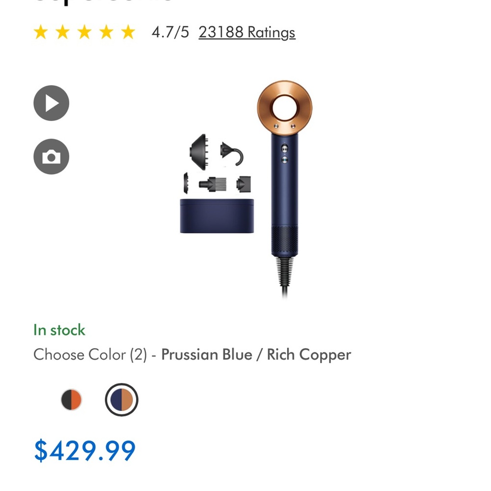 Dyson Hair Dryer in Blue and Copper